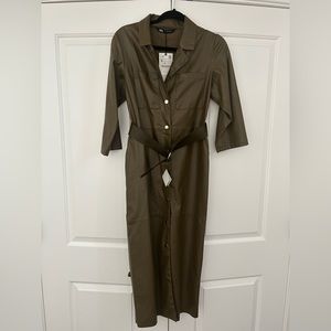 Zara Faux Leather Button Up Dress w/ Belt